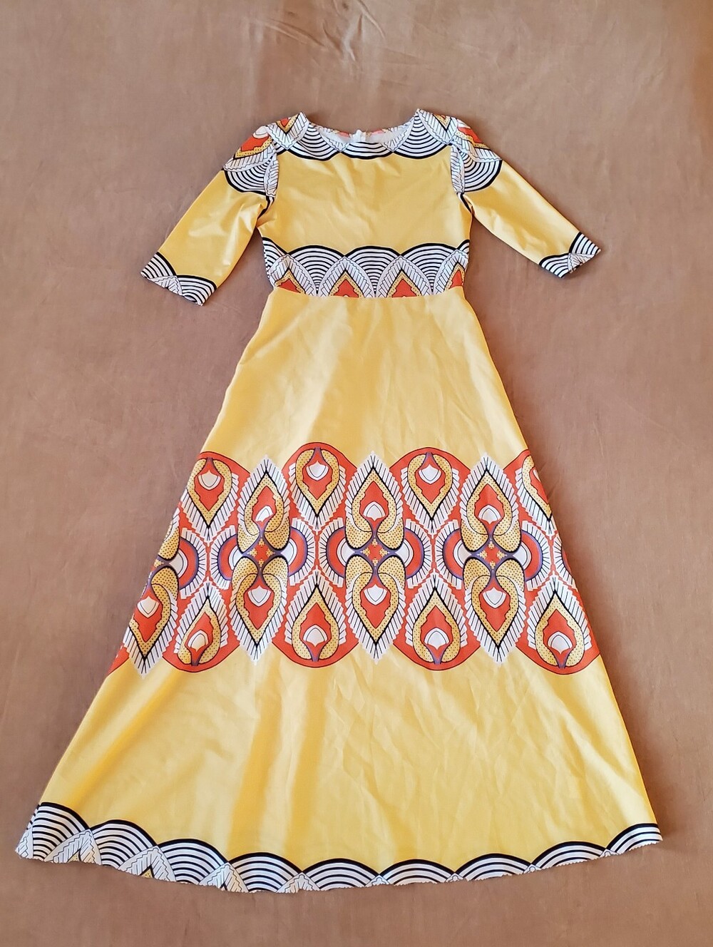 Kalika Fashion Round Neck Print Maxi Dress S